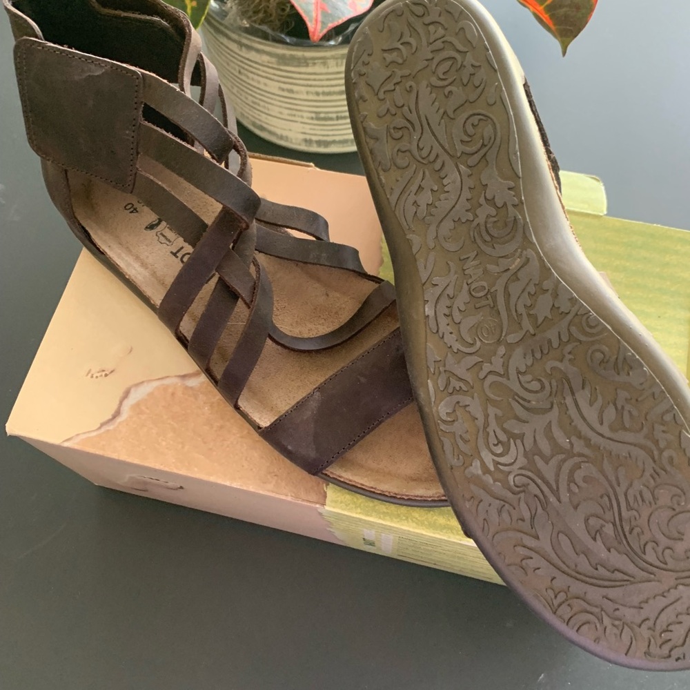 Naot Brown Leather Sandals with Cushioned Footbed - Picture 2 of 3